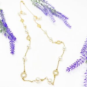 J. Crew Faux Pearl Rhinestone Beaded Layering Statement Necklace